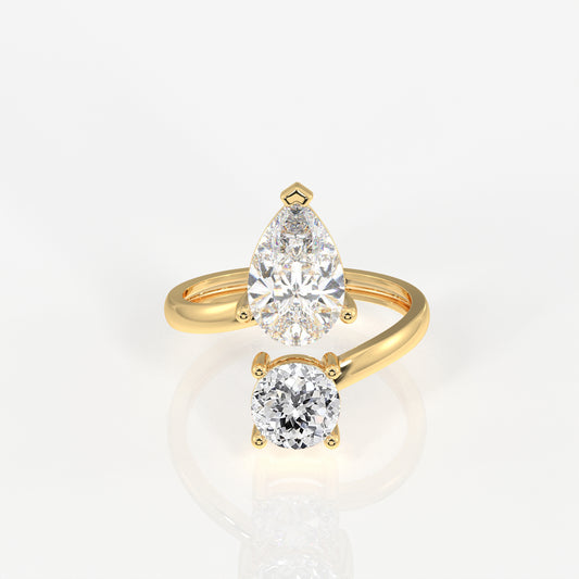Portuguese Cut Moissanite Diamond Toi Moi Sterling Silver Ring