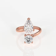 Portuguese Cut Moissanite Diamond Toi - Et - Moi 18K Gold Ring