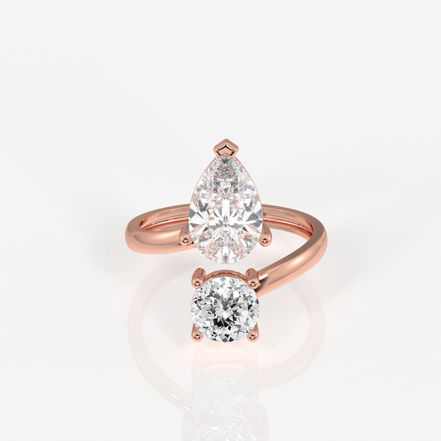 Portuguese Cut Moissanite Diamond Toi - Et - Moi 18K Gold Ring