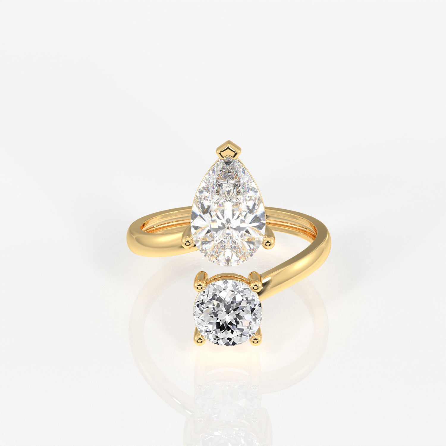 Portuguese Cut Lab Grown Diamond Toi - Et -Moi 9K Gold Ring