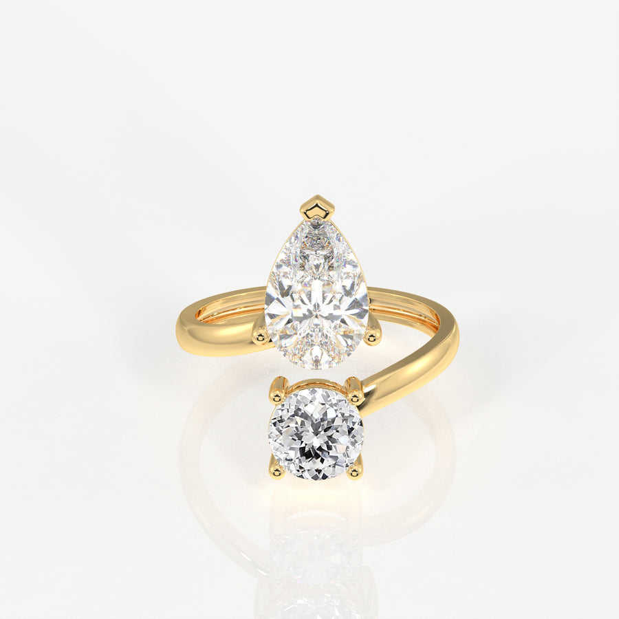 Portuguese Cut Lab Grown Diamond Toi - Et -Moi 9K Gold Ring