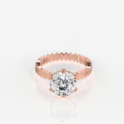 Portuguese Cut Moissanite Diamond Engagement 18K Gold Ring