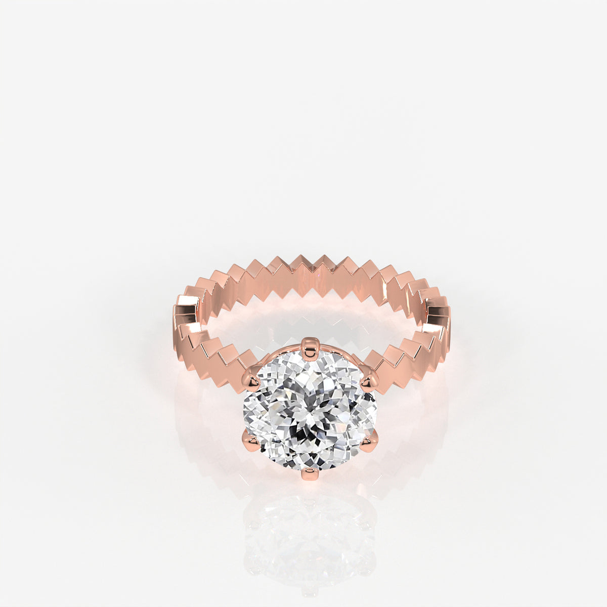 Portuguese Cut Moissanite Diamond Engagement 18K Gold Ring