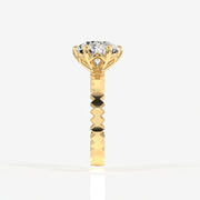 Portuguese Cut Moissanite Diamond Engagement 18K Gold Ring