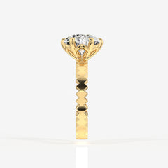 Portuguese Cut Moissanite Diamond Engagement 18K Gold Ring