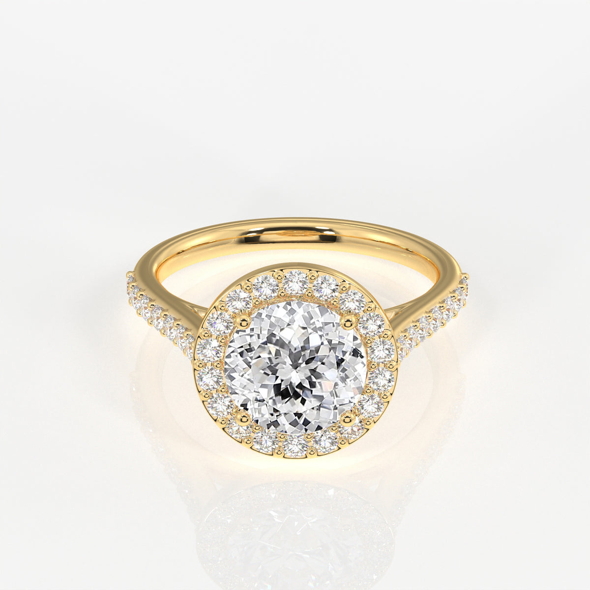 Portuguese Cut Moissanite Diamond Halo Engagement Sterling Silver Ring