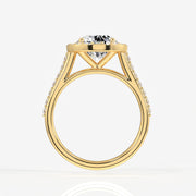 Portuguese Cut Moissanite Diamond Halo Engagement 18K Gold Ring