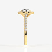 Portuguese Cut Moissanite Diamond Halo Engagement 18K Gold Ring