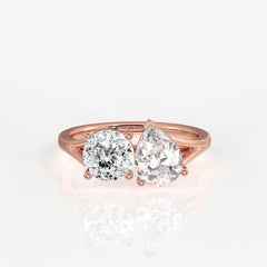 Portuguese Cut Moissanite Diamond Toi Moi Sterling Silver Ring