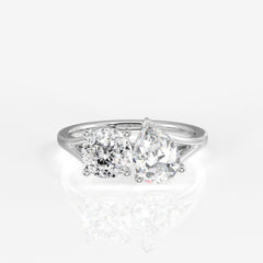 Portuguese Cut Moissanite Diamond Toi Moi Sterling Silver Ring