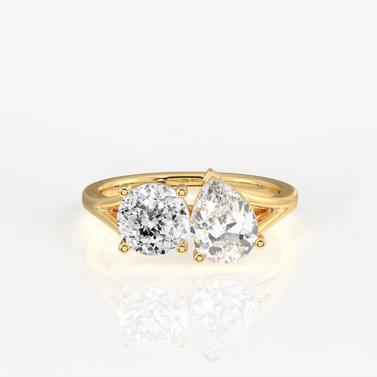 Portuguese Cut Moissanite Diamond Toi Moi Sterling Silver Ring