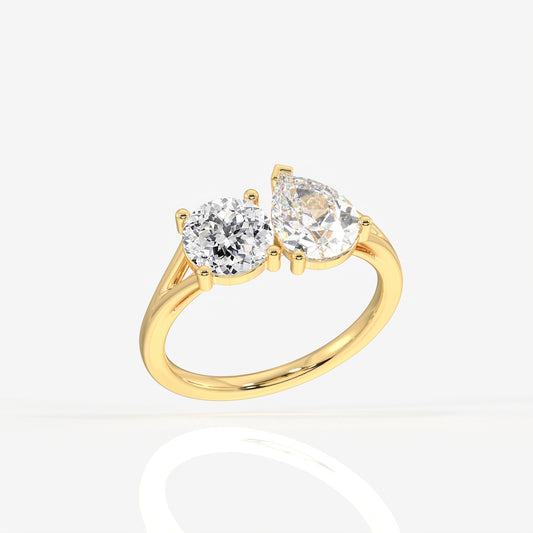 Portuguese Cut Moissanite Diamond Toi Moi Sterling Silver Ring
