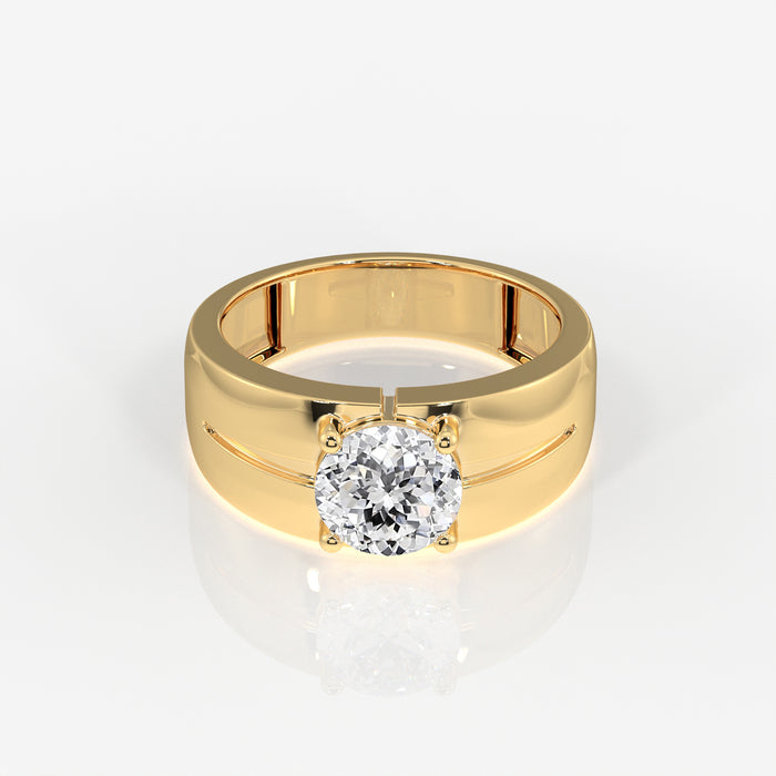 Portuguese Moissanite Diamond, Simple Classic Men's Sterling Silver Ring