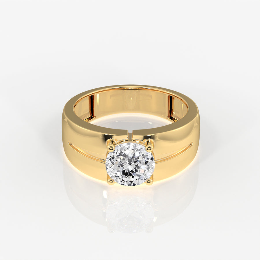 Portuguese Moissanite Diamond, Simple Classic Men's 18K Gold Ring