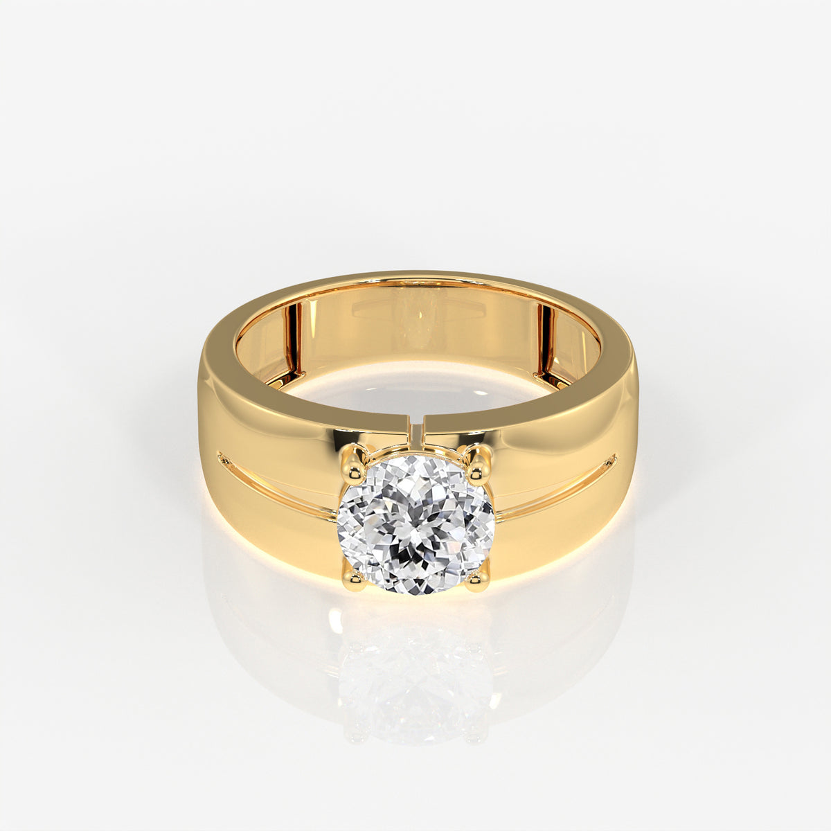 Portuguese Moissanite Diamond, Simple Classic Men's 18K Gold Ring