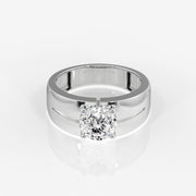 Portuguese Moissanite Diamond, Simple Classic Men's Sterling Silver Ring