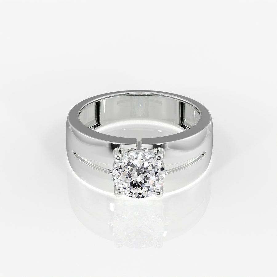 Portuguese Moissanite Diamond, Simple Classic Men's Sterling Silver Ring