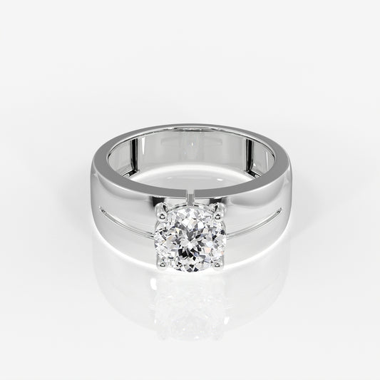 Portuguese Moissanite Diamond, Simple Classic Men's 18K Gold Ring