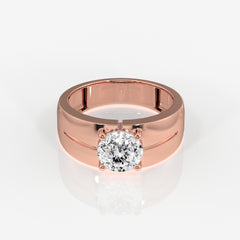 Portuguese Moissanite Diamond, Simple Classic Men's 14K Gold Ring