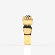 Portuguese Moissanite Diamond, Simple Classic Men's Sterling Silver Ring
