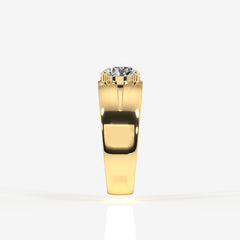 Portuguese Moissanite Diamond, Simple Classic Men's 18K Gold Ring