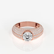 Portuguese Cut Moissanite Diamond, Luxe Accents Men's 18k Gold Ring