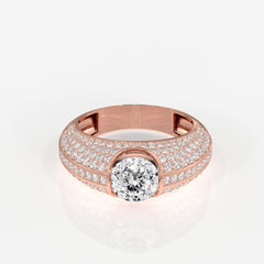 Portuguese Cut Moissanite Diamond, Luxe Accents Men's 18k Gold Ring
