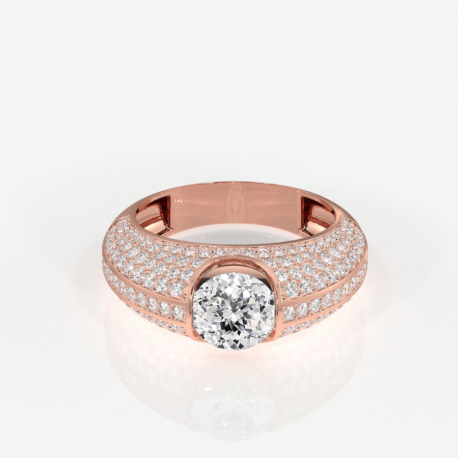 Portuguese Cut Moissanite Diamond, Luxe Accents Men's 14k Gold Ring