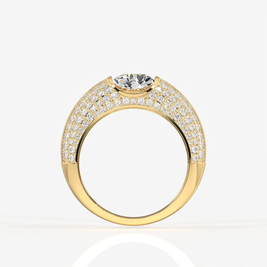 Portuguese Cut Moissanite Diamond, Luxe Accents Men's Sterling Silver Ring