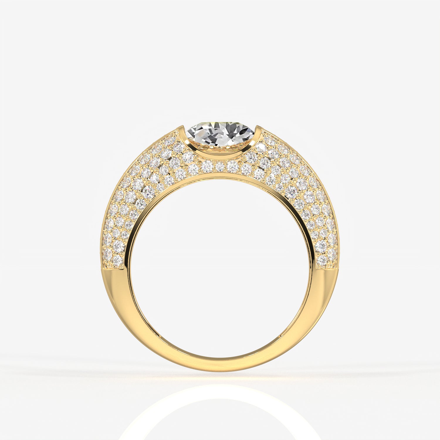 Portuguese Cut Moissanite Diamond, Luxe Accents Men's 14k Gold Ring