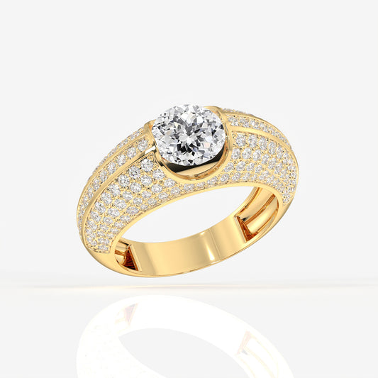 Portuguese Cut Moissanite Diamond, Luxe Accents Men's 18k Gold Ring