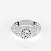 Portuguese Cut Moissanite Diamond, Luxe Accents Men's Sterling Silver Ring