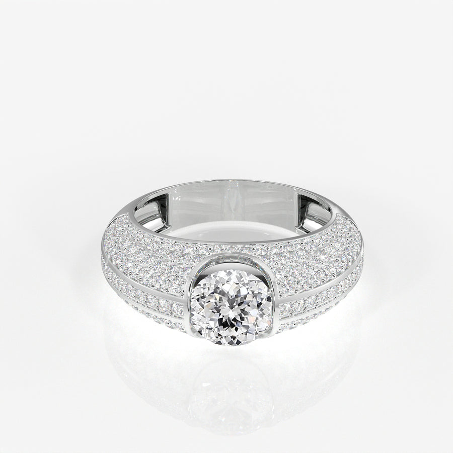 Portuguese Cut Moissanite Diamond, Luxe Accents Men's 18k Gold Ring
