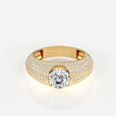 Portuguese Cut Moissanite Diamond, Luxe Accents Men's Sterling Silver Ring