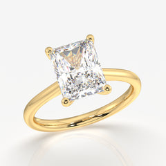 Radiant Cut Moissanite Diamond Classic Solitaire Engagement 14k Gold Ring