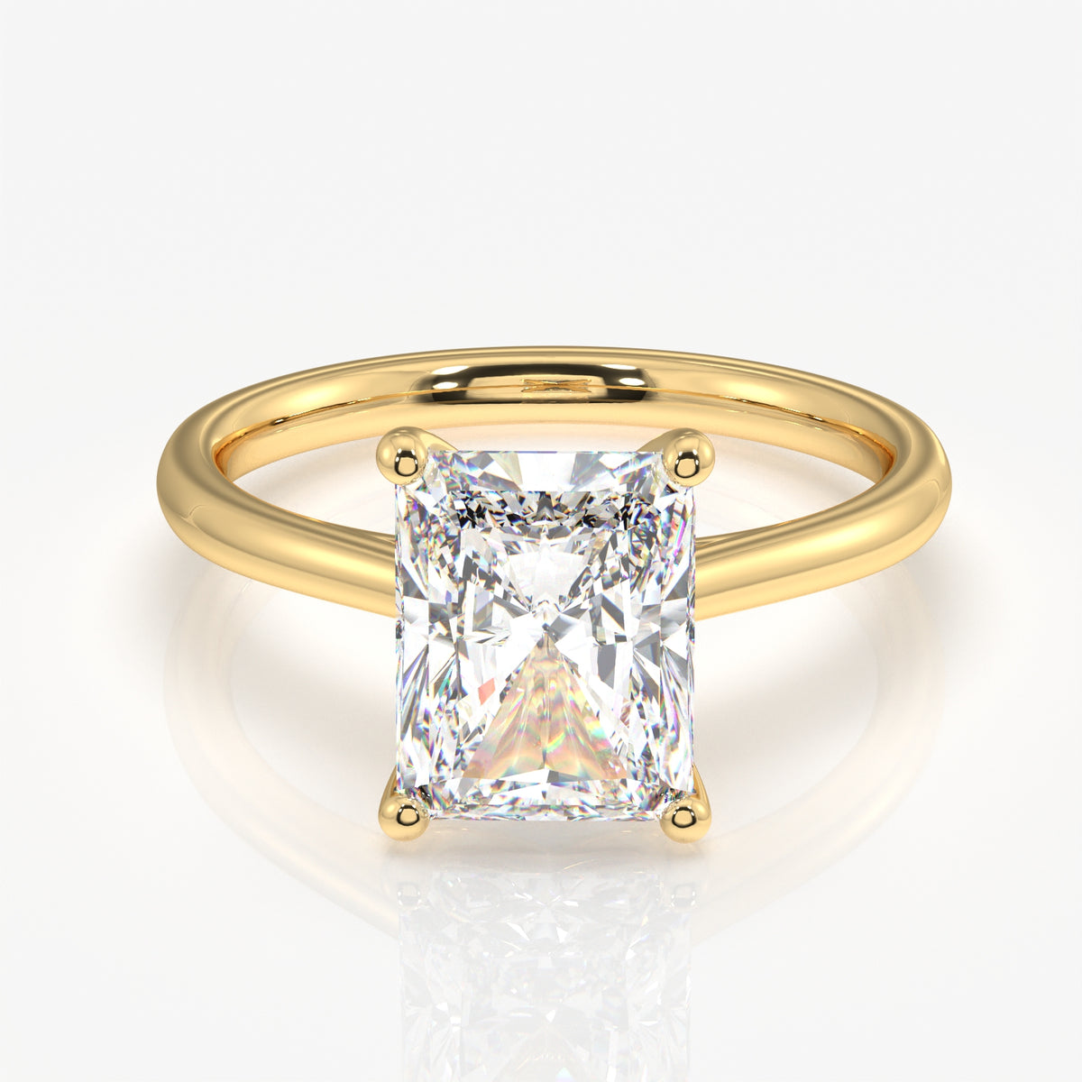 Radiant Cut Moissanite Diamond Petite Solitaire Engagement 14k Gold Ring