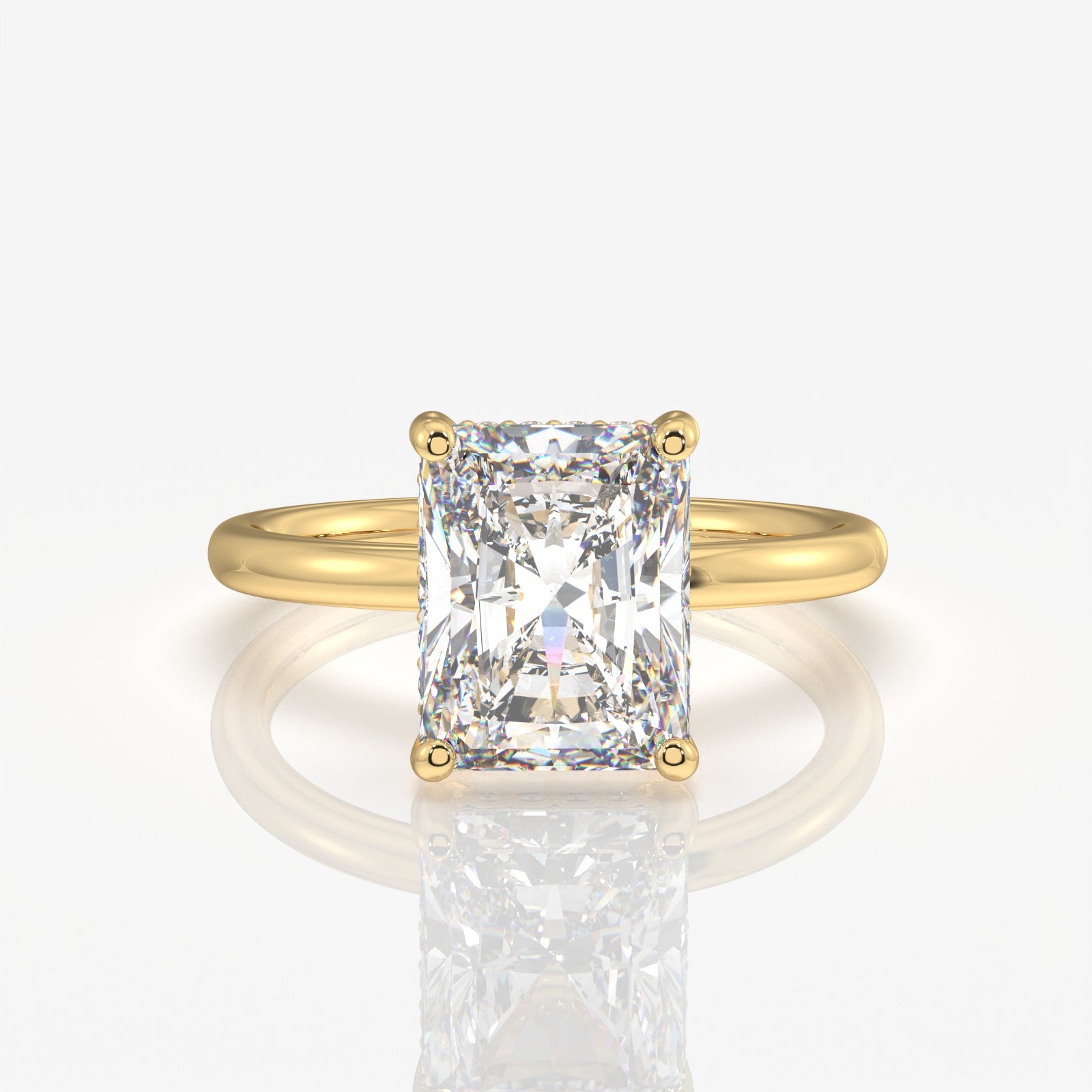 Radiant Cut Lab Grown Diamond Diamond Hidden Halo 14K Gold Ring