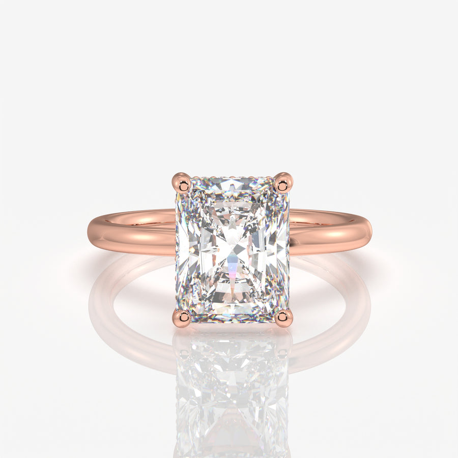 Radiant Cut Lab Grown Diamond Diamond Hidden Halo 14K Gold Ring