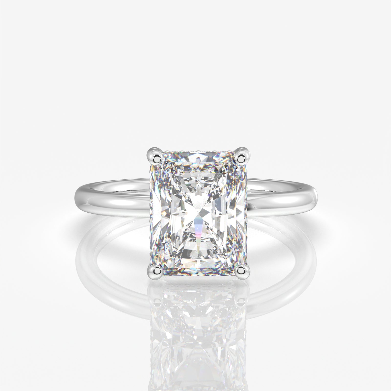 Radiant Cut Lab Grown Diamond Diamond Hidden Halo 14K Gold Ring