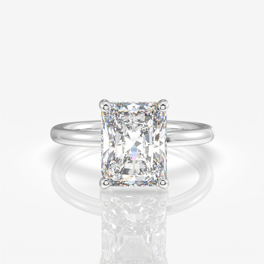 Radiant Cut Lab Grown Diamond Diamond Hidden Halo 14K Gold Ring