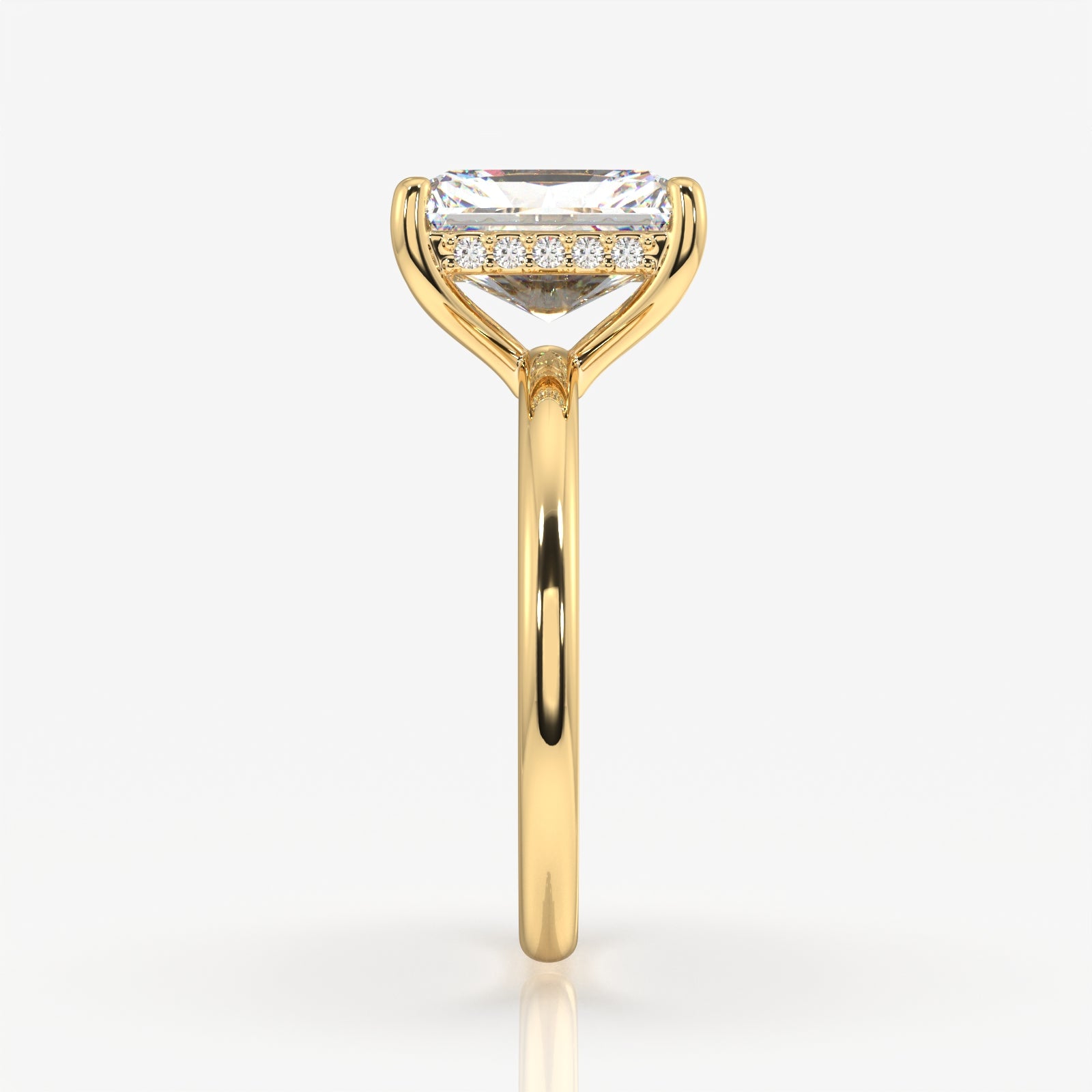 Radiant Cut Lab Grown Diamond Diamond Hidden Halo 14K Gold Ring