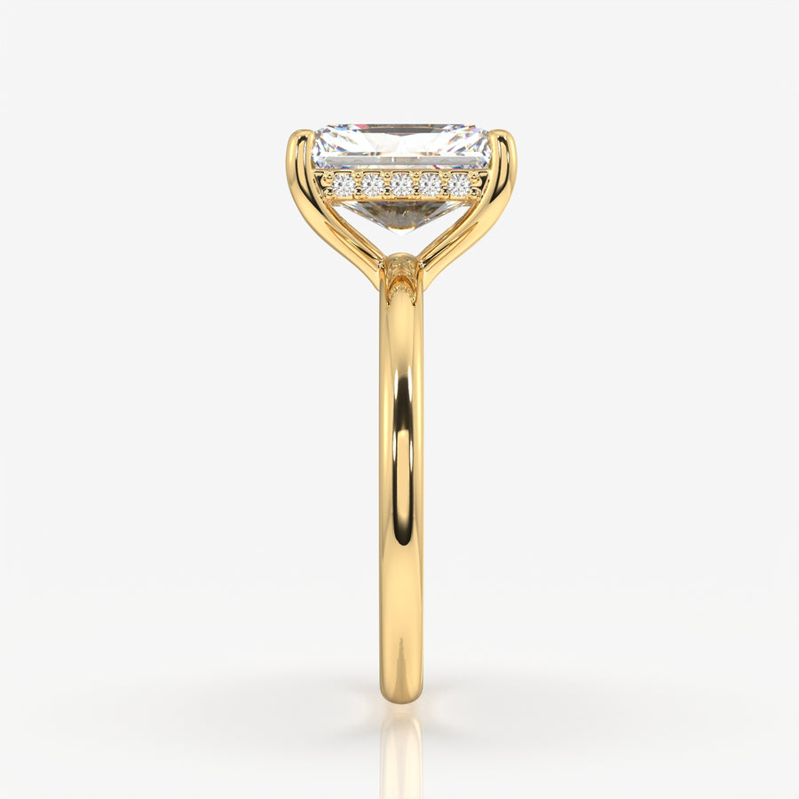 Radiant Cut Lab Grown Diamond Diamond Hidden Halo 14K Gold Ring