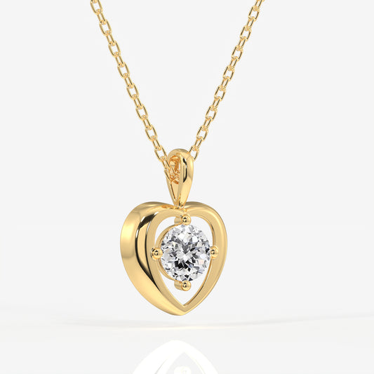 Portuguese Cut Moissanite Diamond Fashion 14k Gold Pendant
