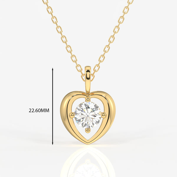 Round Cut Lab Grown Diamond Fashion 9k Gold Pendant