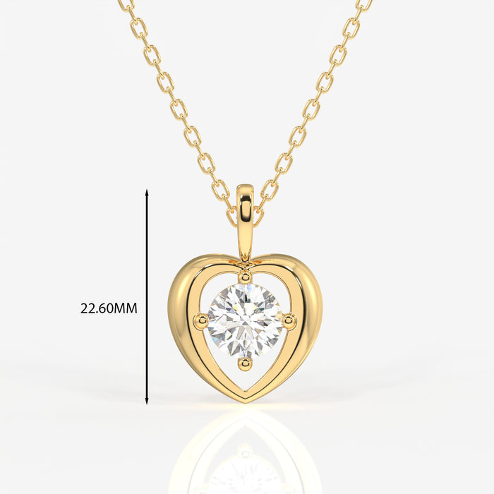 Round Cut Lab Grown Diamond Fashion 14k Gold Pendant