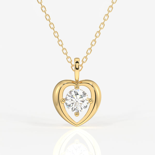 Round Cut Lab Grown Diamond Fashion 9k Gold Pendant