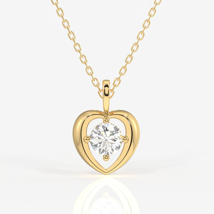 Round Cut Lab Grown Diamond Fashion 14k Gold Pendant