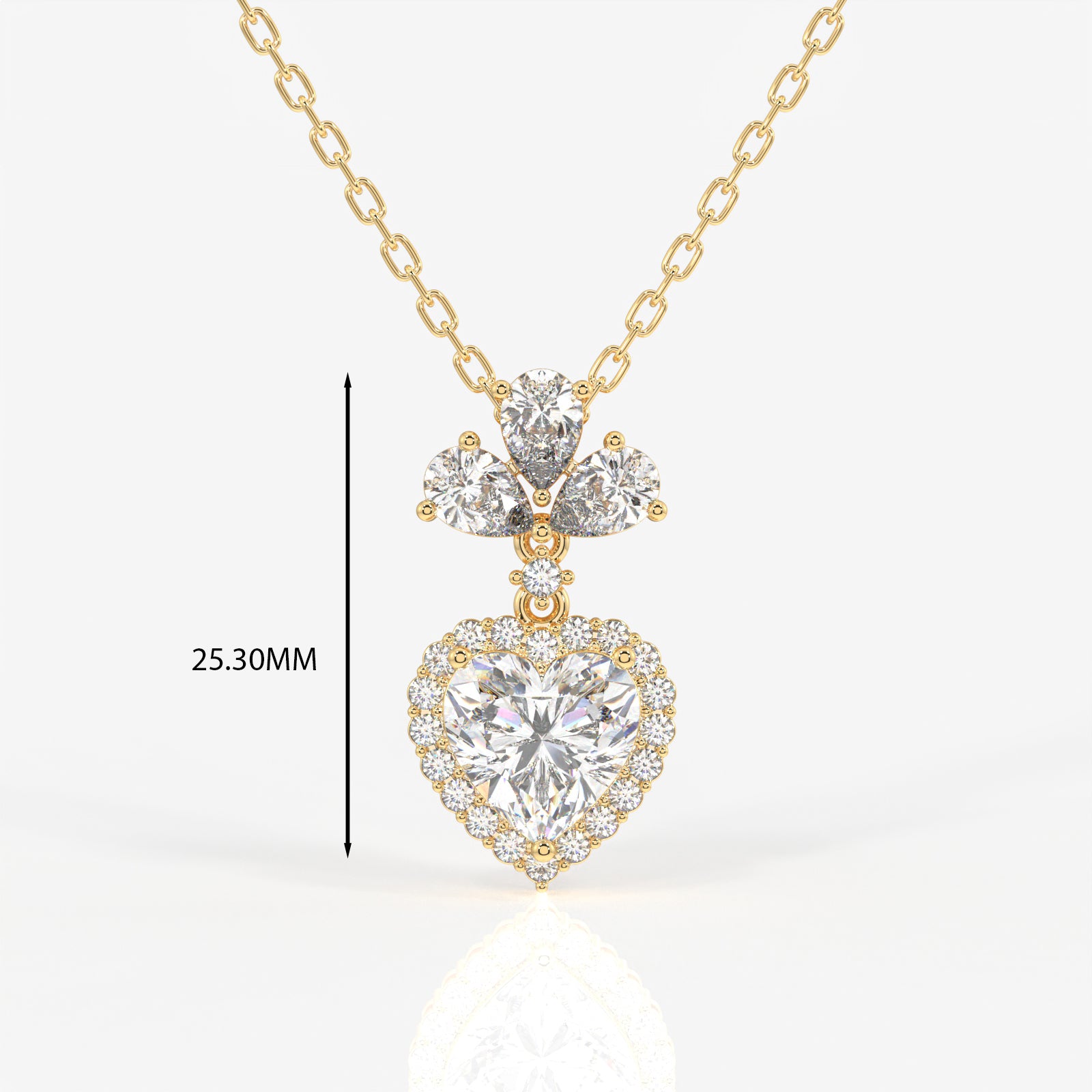 Heart Cut Lab Grown Diamond Fashion 18K Gold Pendant