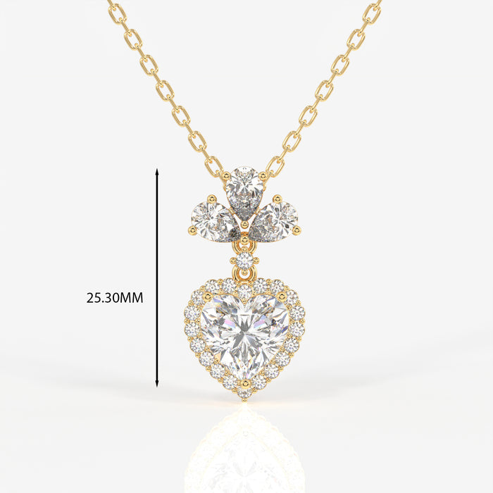 Heart Cut Lab Grown Diamond Fashion 14K Gold Pendant