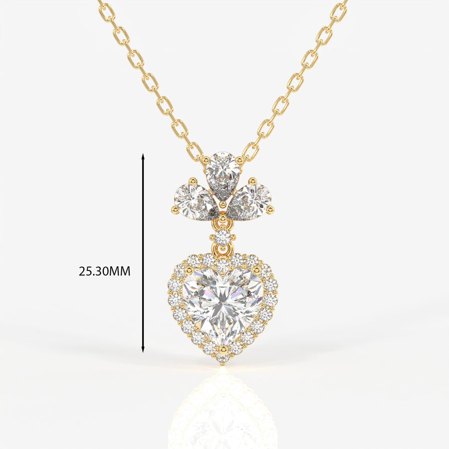 Heart Cut Lab Grown Diamond Fashion 18K Gold Pendant
